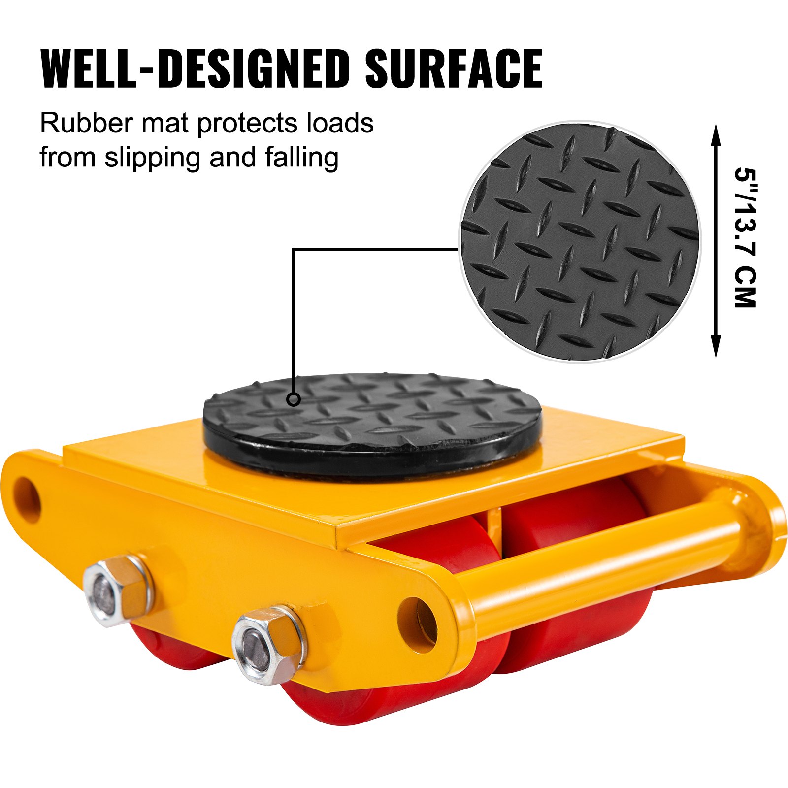 VEVOR Machinery Mover Machinery Skate Dolly 6T, con rotación de 360 ° , 4 piezas en amarillo