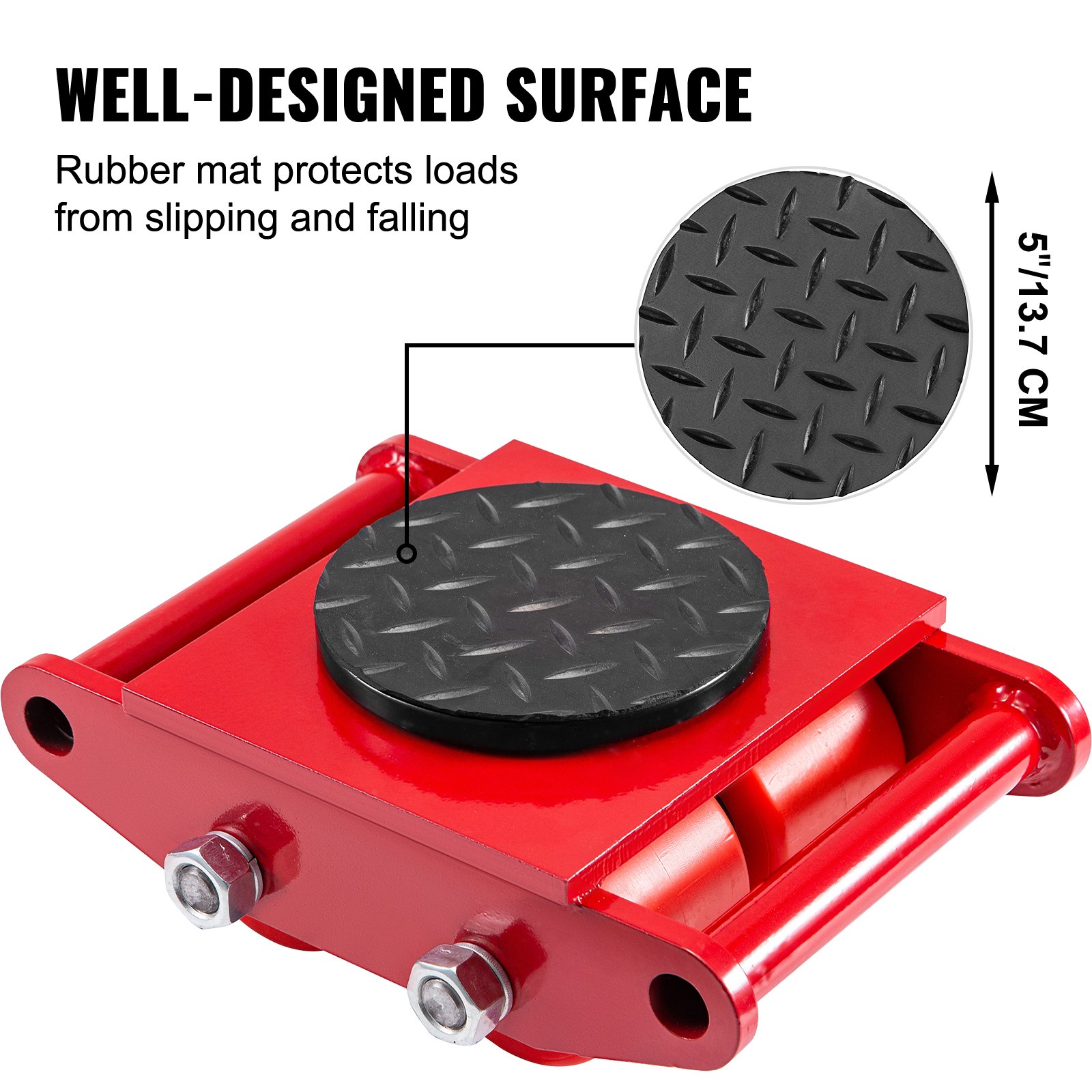 VEVOR Machinery Mover Machinery Skate Dolly 6T con tapa de rotación de 360 ° , 4 piezas en rojo
