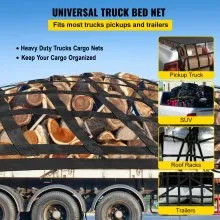 Red de carga VEVOR de 3.5 x 4.1 pies con ganchos en S, red de carga para cama de camión, redes de carga resistentes, capacidad de 1100 libras para camionetas (42 x 50 pulgadas)
