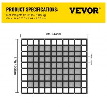 VEVOR Red de carga con malla, red de carga de 8' x 6.7' para caja de camioneta, redes de carga resistentes con hebillas de leva y ganchos en S y correa cruzada, red de carga para camioneta para remolque SUV Jeeps (96" x 80")