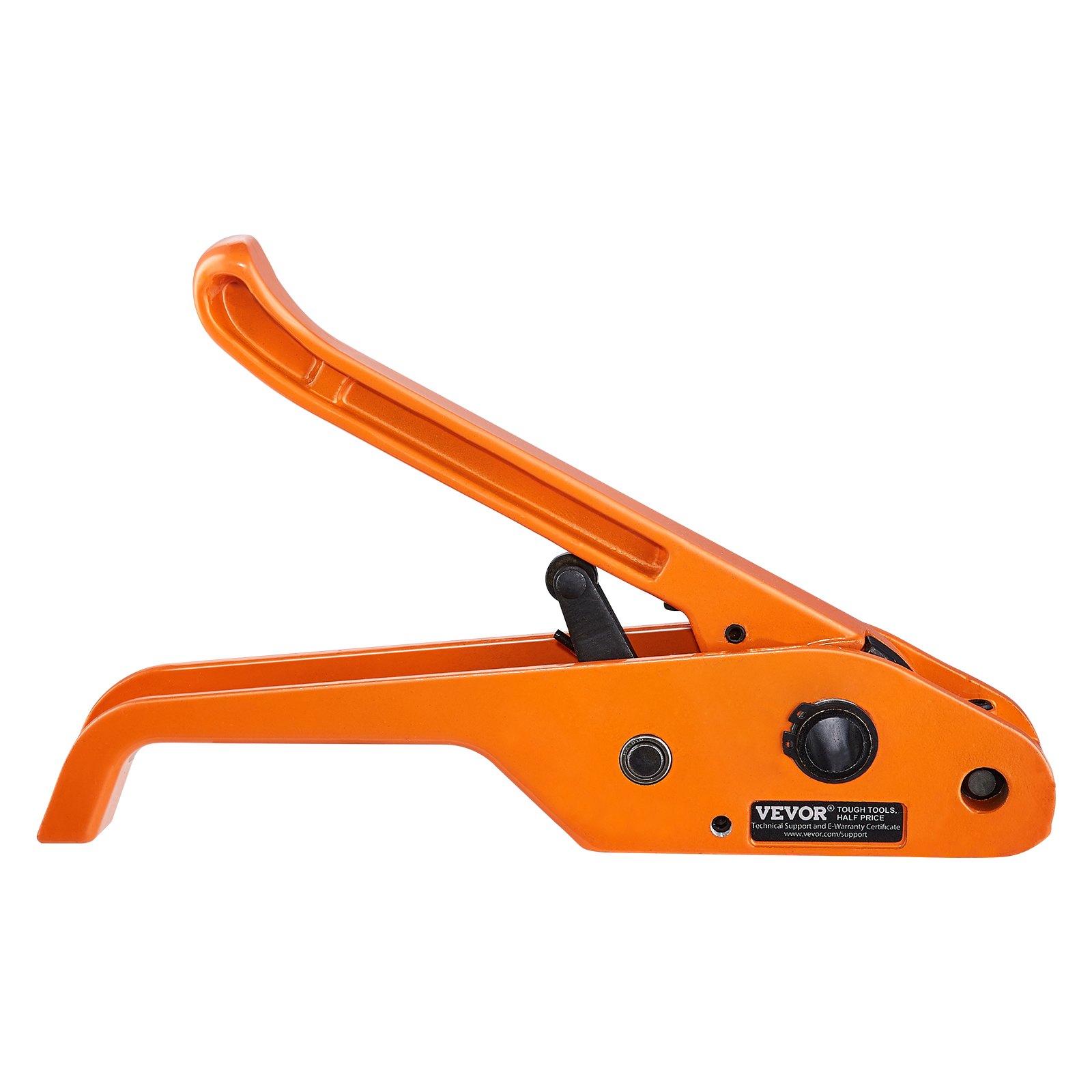 Kit de herramientas de flejado y bandaje VEVOR de color naranja con mango de metal resistente y mecanismo de palanca.
