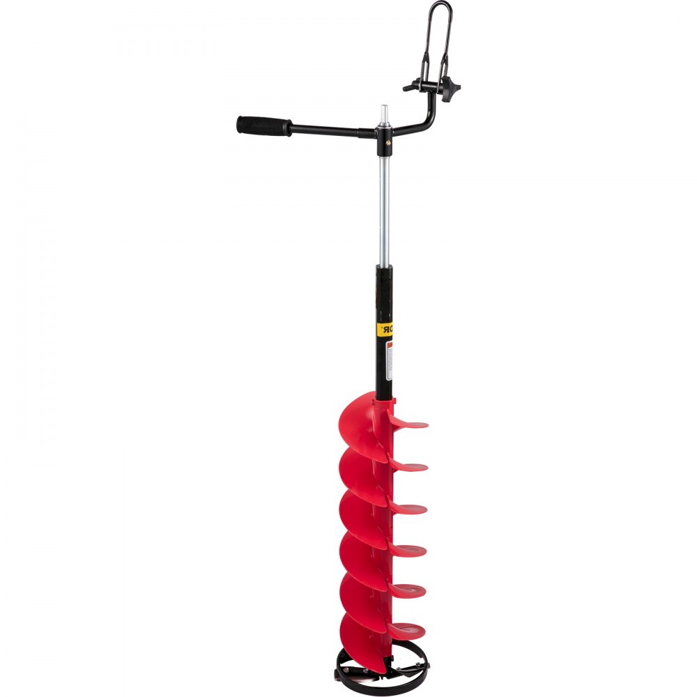 Barrena para hielo VEVOR, barrena de nailon de 20,32 cm de diámetro, broca de 104,6 cm de longitud, varilla de extensión ajustable de 35,56 cm, mango de goma, adaptador de taladro y cuchilla reemplazable para pesca en hielo.