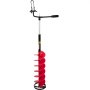 Barrena para hielo VEVOR roja con mango ergonómico y cuchillas afiladas para una perforación eficiente.