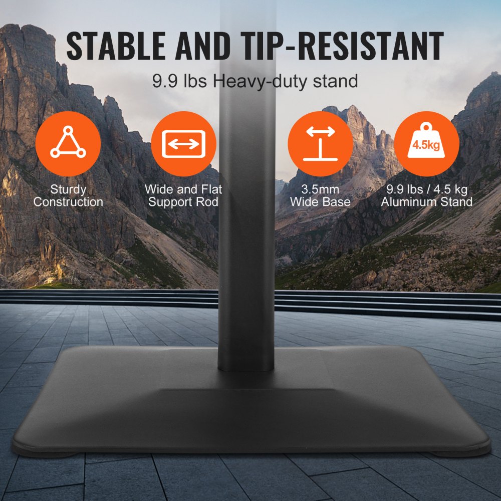 VEVOR - Soporte para carteles de pedestal (8,5 x 11 pulgadas), ajustable vertical y horizontalmente, resistente, con base de metal para exhibición, publicidad y exteriores, color negro