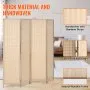 Biombo de 4 paneles VEVOR, biombos plegables de bambú tejido a mano con bisagras, separadores portátiles y separadores de pared independientes para separar ambientes, salas de estar y dormitorios, color natural.