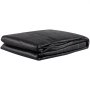 Tejido geotextil VEVOR plegado en color negro con líneas verdes.