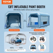 VEVOR Cabina de pintura inflable, cabina de pintura inflable de 13,1 x 9,8 x 9 pies, con potente soplador de 750 W y sistema de filtro de aire, cabina de pintura portátil para motocicleta, bicicleta, pintura de piezas de automóvil