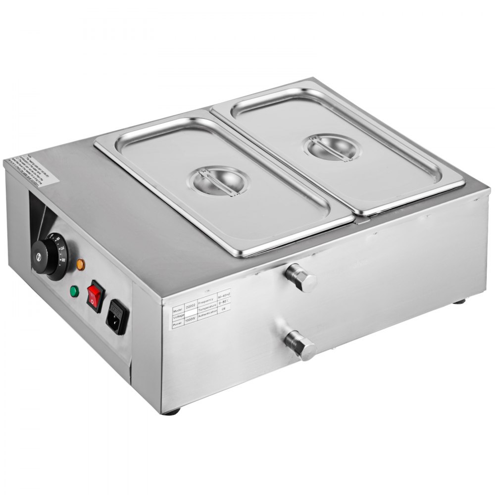 Máquina templadora de chocolate VEVOR de 17,6 libras, máquina para derretir chocolate con control de temperatura (0~80 ℃/32~176 ℉), calentador de alimentos comercial eléctrico de 1000 W para derretir y calentar chocolate/leche/crema/sopa, 2 tanques.