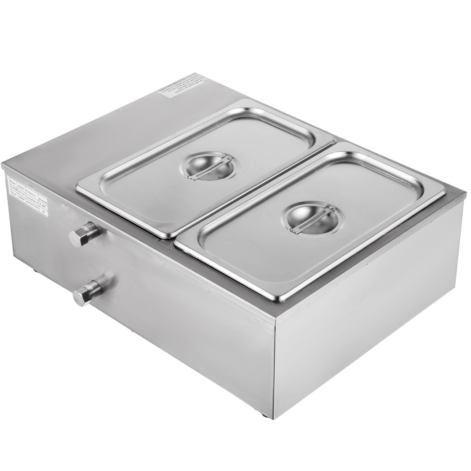 Máquina templadora de chocolate VEVOR de 17,6 libras, máquina para derretir chocolate con control de temperatura (0~80 ℃/32~176 ℉), calentador de alimentos comercial eléctrico de 1000 W para derretir y calentar chocolate/leche/crema/sopa, 2 tanques.