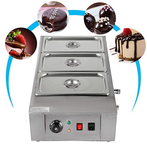 Máquina templadora de chocolate VEVOR de 26,5 libras, máquina para derretir chocolate con control de temperatura (0~80 ℃/32~176 ℉), calentador de alimentos comercial eléctrico de 1000 W para derretir y calentar chocolate/leche/crema/sopa, 3 tanques.