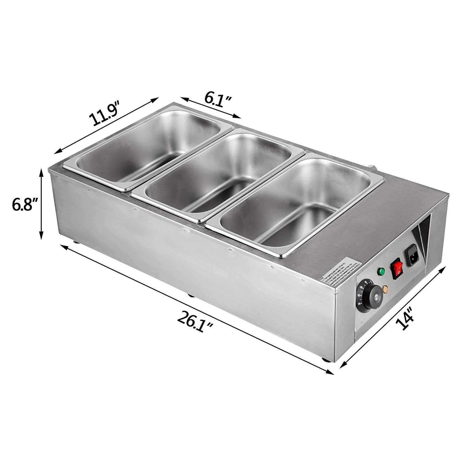 Máquina templadora de chocolate VEVOR de 26,5 libras, máquina para derretir chocolate con control de temperatura (0~80 ℃/32~176 ℉), calentador de alimentos comercial eléctrico de 1000 W para derretir y calentar chocolate/leche/crema/sopa, 3 tanques.