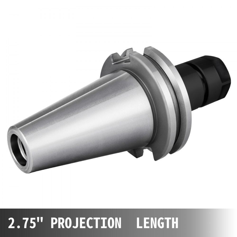 Portaherramientas VEVOR cat40 con longitud de proyección de 2,75&quot;, acabado plateado y negro.