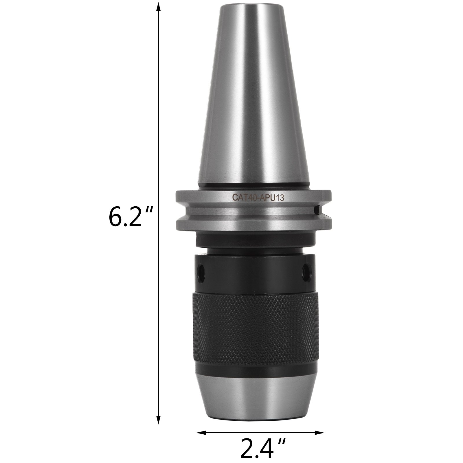 Mandril de pinza VEVOR cat40, 6,2&quot; de alto, 2,4&quot; de ancho, acero inoxidable y acabado negro.