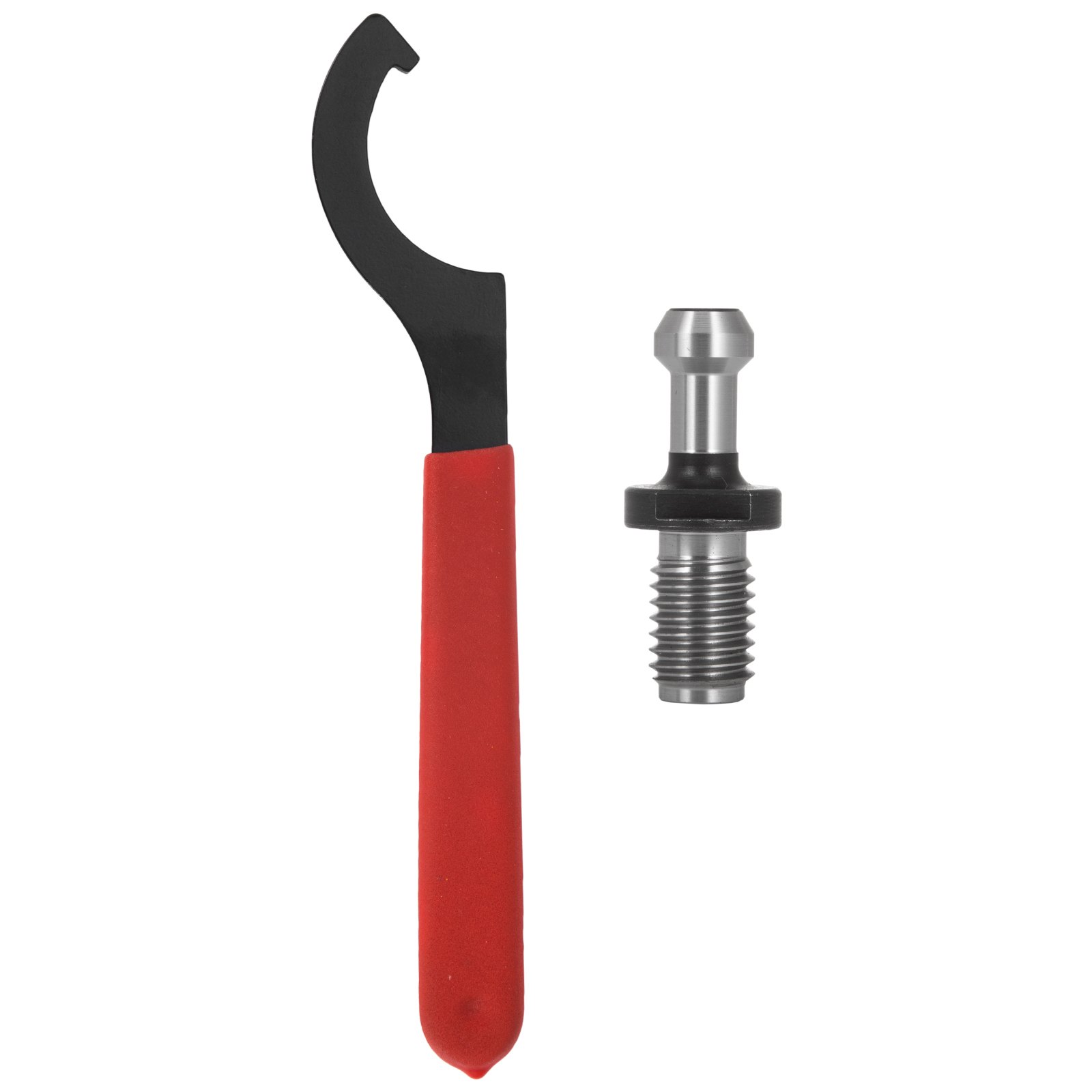 Herramienta con mango rojo y sujetador de metal para mandril de pinza VEVOR cat40.
