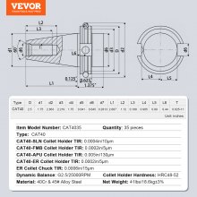 VEVOR CAT40 Portaherramientas ER 16/32 Juego de pinzas, 35 piezas, SLN FMB ER16/32 APU Portaherramientas Portabrocas de acero con resorte con 10 pernos de tracción y 3 llaves, para fresadora, taladradora, prensa, taladradora