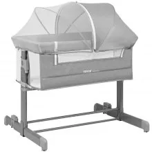 VEVOR Moisés para bebé, altura ajustable de 5 niveles, moisés para bebé junto a la cama con cómodo colchón y ruedas, cuna para bebé junto a la cama con mosquitera y apertura lateral para recién nacidos