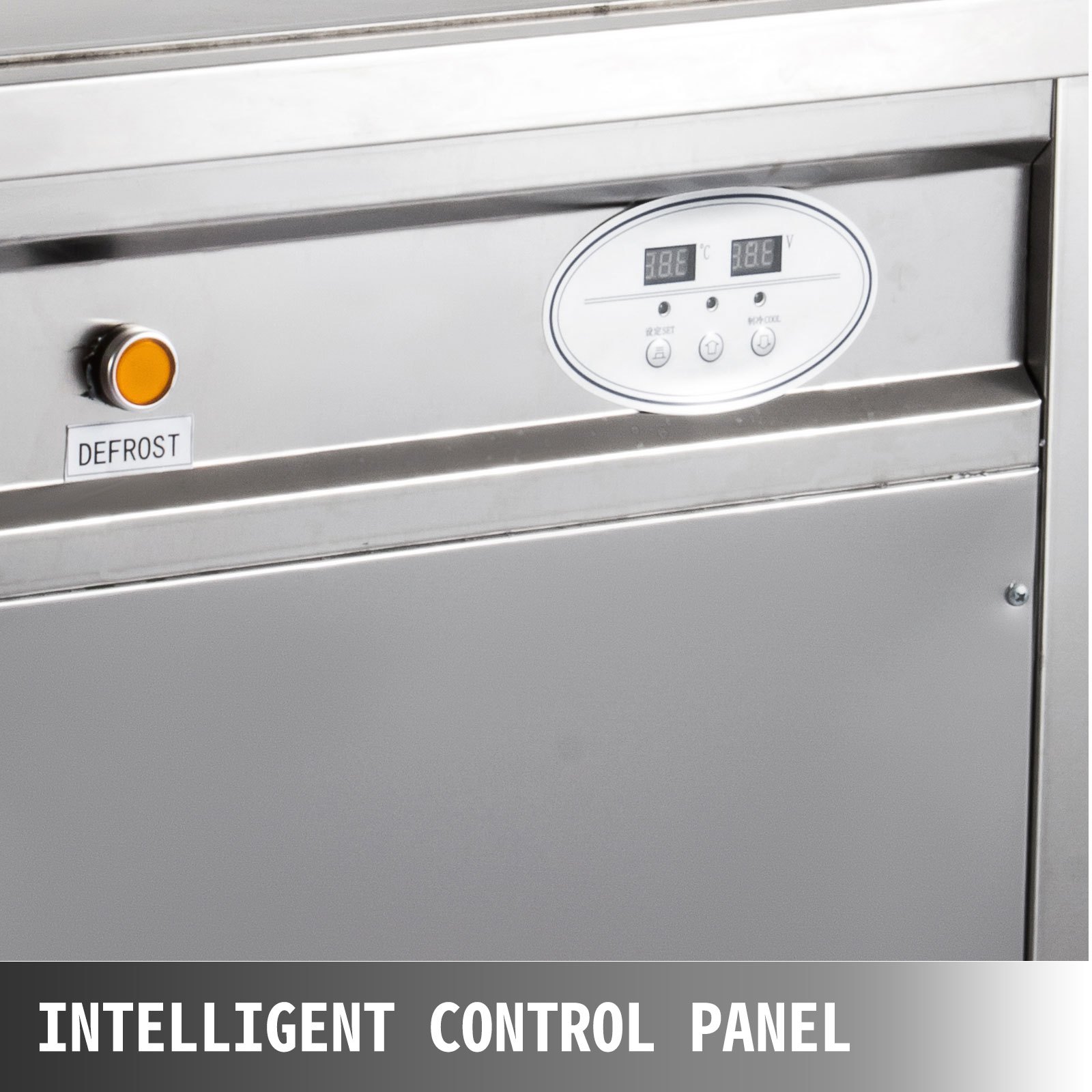 Panel de control de la máquina para hacer helados en rollo VEVOR con botón de descongelación y pantalla.