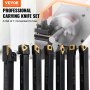 Herramientas de torno de carburo indexable VEVOR, herramientas de corte de torno de metal de 1/2 ", 7 piezas/juego de herramientas de torno indexable, brocas de torno de carburo Super-Hard 40CR, herramienta de torno de carburo para torno negro compacto y portátil