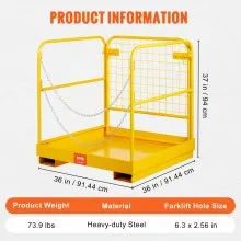 Plataforma de trabajo de jaula de seguridad para montacargas VEVOR 36X36in 1200lbs plegable para trabajo aéreo