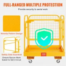 VEVOR Jaula de seguridad para montacargas, capacidad de carga de 1200 libras, plataforma de trabajo plegable para montacargas de 36 x 36 pulgadas con ruedas giratorias bloqueables, orificio de drenaje y cadena para dispositivos, capacidad para 1 a 2 adultos, perfecto para trabajos aéreos