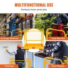VEVOR Jaula de seguridad para montacargas, capacidad de carga de 1200 libras, plataforma de trabajo plegable para montacargas de 36 x 36 pulgadas con ruedas giratorias bloqueables, orificio de drenaje y cadena para dispositivos, capacidad para 1 a 2 adultos, perfecto para trabajos aéreos