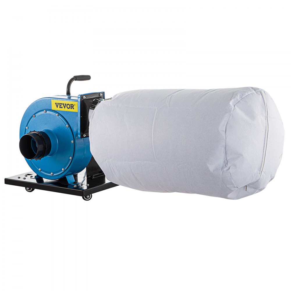 Colector de polvo VEVOR 1HP, recolección de polvo de chorro con ruedas de 537 CFM, colector de polvo de bolsa potable de 15 galones, colector de polvo de filtración de bolsa de 30 micras, sistema de maquinaria central del colector de polvo