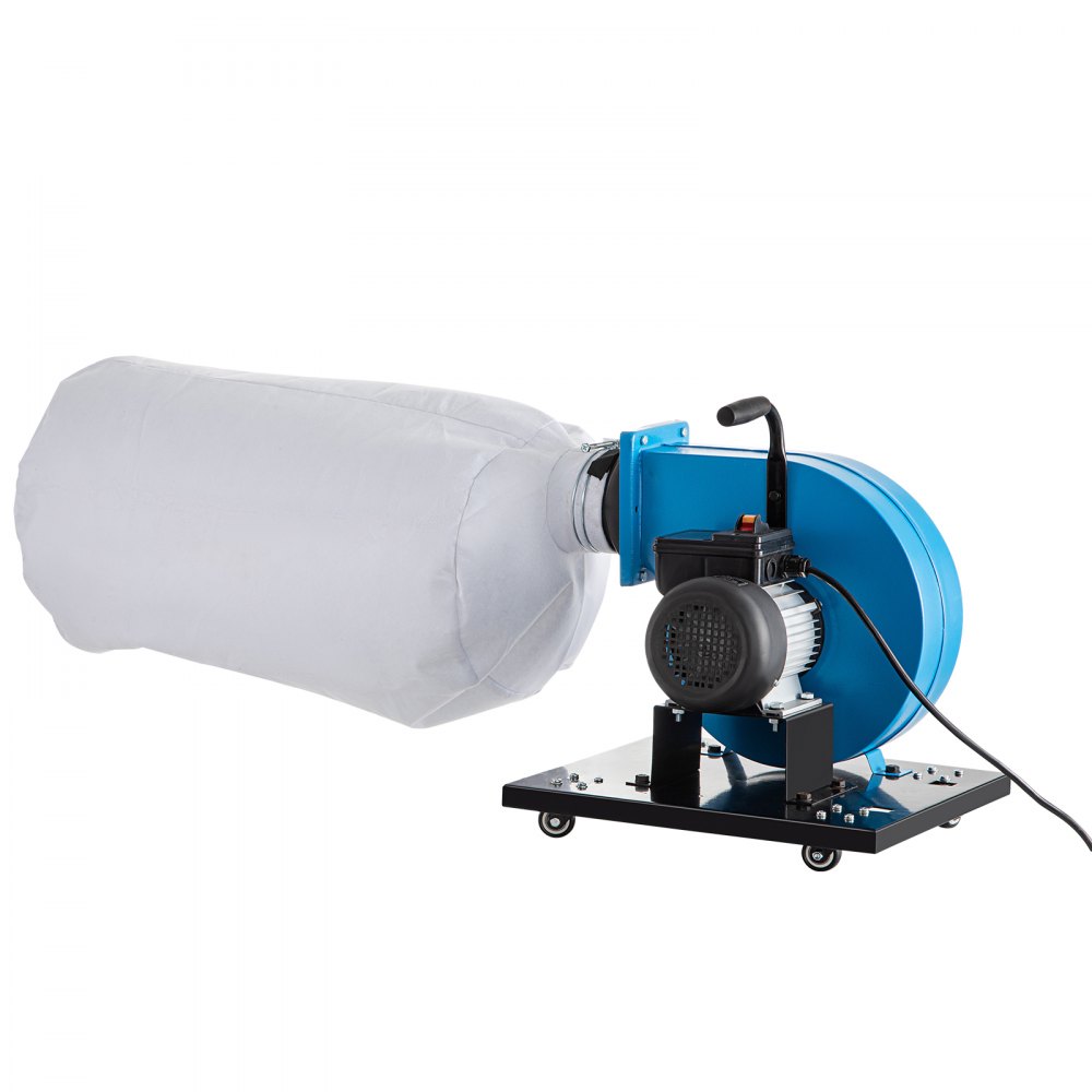 Colector de polvo VEVOR 1HP, recolección de polvo de chorro con ruedas de 537 CFM, colector de polvo de bolsa potable de 15 galones, colector de polvo de filtración de bolsa de 30 micras, sistema de maquinaria central del colector de polvo