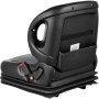 Asiento de tractor VEVOR con suspensión ajustable y respaldo ergonómico en color negro.
