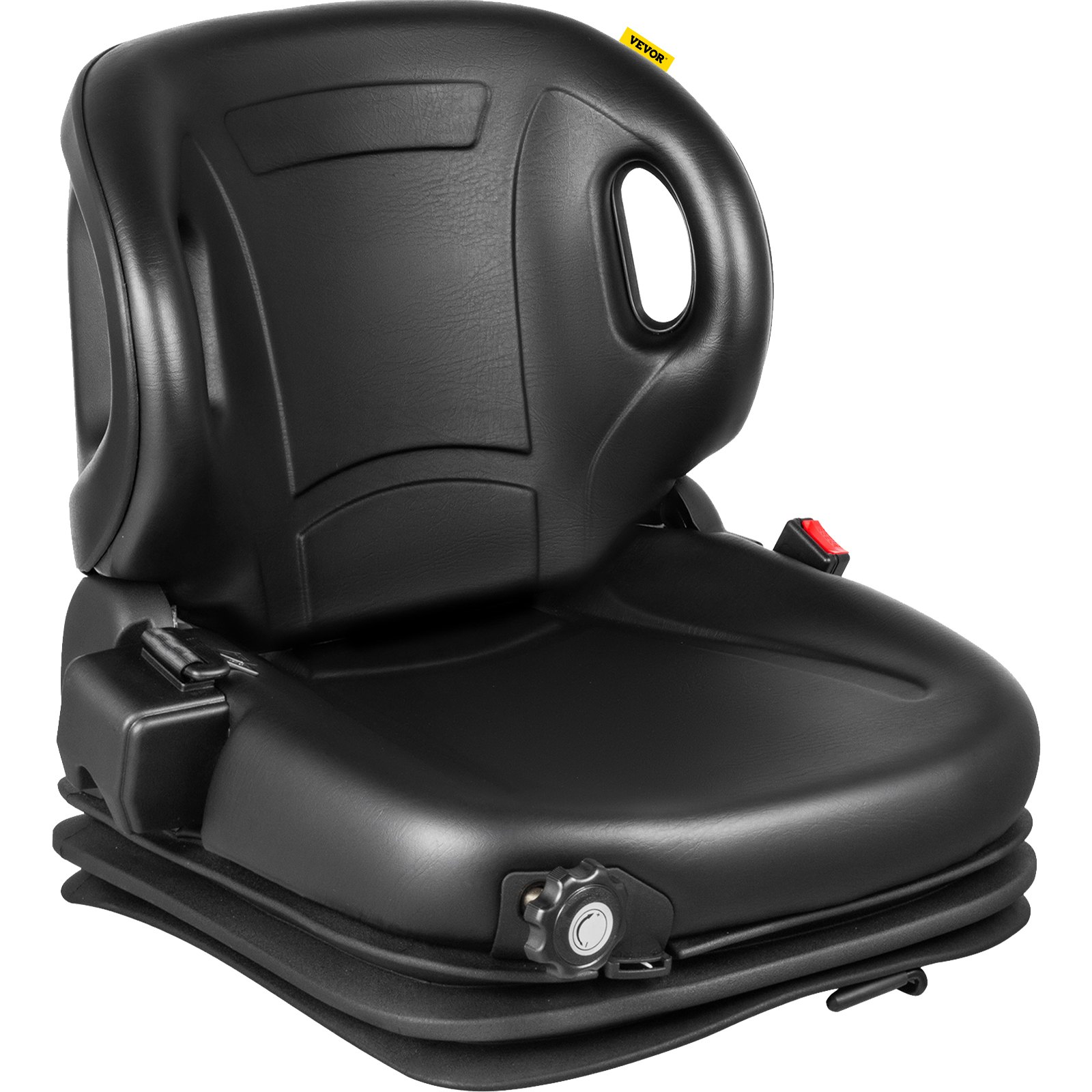 Asiento de tractor VEVOR con diseño ergonómico y cojín negro.