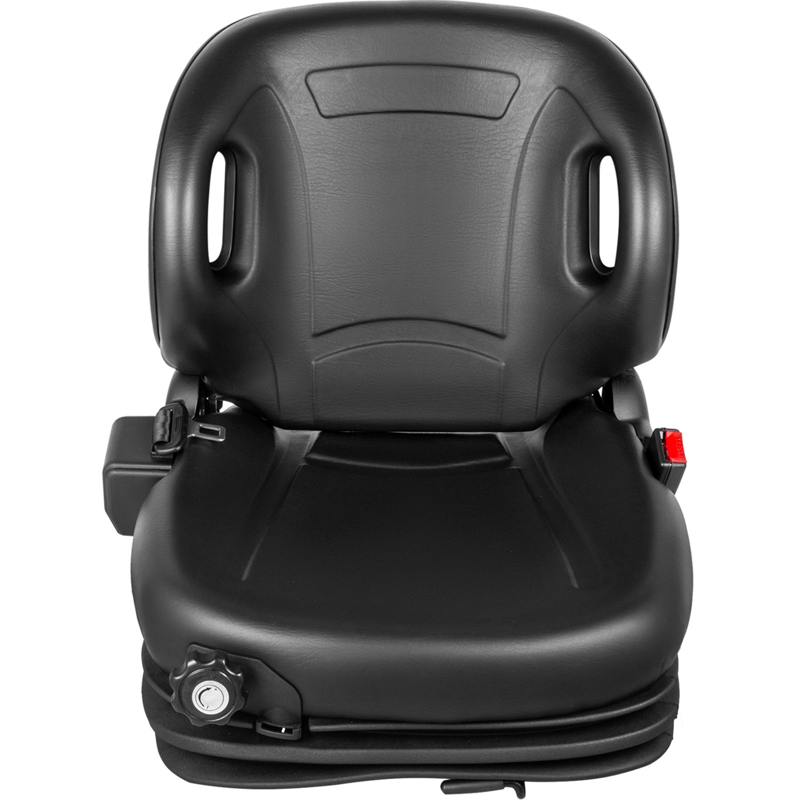 Cómodo asiento de tractor VEVOR en color negro con diseño ergonómico y funciones ajustables.