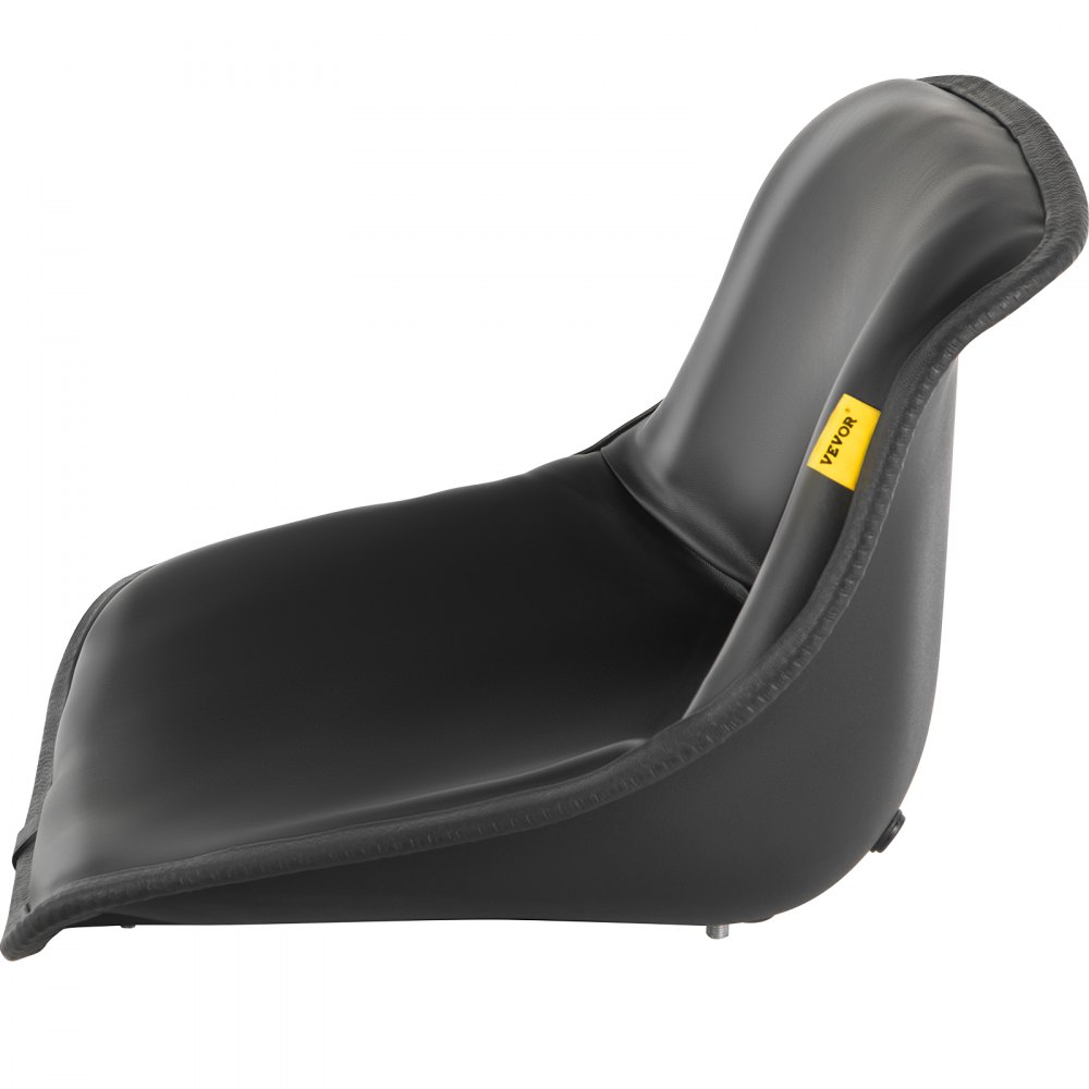 Asiento universal para tractor VEVOR, respaldo alto industrial, repuesto de asiento para cortacésped de PVC negro, con dos orificios de drenaje, estructura de acero, asiento compacto para montacargas, compatible con montacargas, excavadoras y cortacésped.