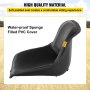 VEVOR Asiento universal para tractor, respaldo alto industrial, repuesto de asiento para cortacésped y césped de PVC negro, dos orificios de drenaje, marco de acero, asiento compacto para carretilla elevadora, compatible con carretilla elevadora, excavadora, cortacésped