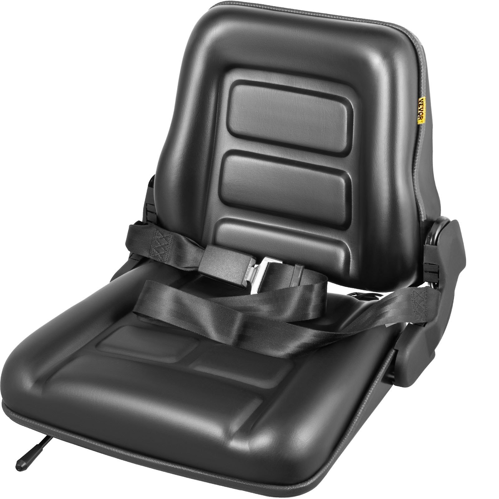 VEVOR Asiento de montacargas universal Asiento de tractor de PVC negro, Asiento de cortacésped ajustable de 6 "/ 150 MM Asiento plegable que incluye cinturón de seguridad e interruptor de asiento, Asiento de dirección deslizante de 18.5" x 20 "x 18" para montacargas, tractor, cargador deslizante