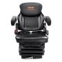 Asiento de tractor universal VEVOR en color negro con reposabrazos ajustables y diseño ergonómico.