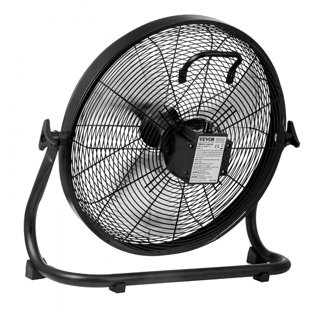 Ventilador inalámbrico VEVOR de 40 cm, portátil y silencioso, para el hogar o la oficina, cabezal giratorio manual de 360 grados, regulación de velocidad continua, ventilador de piso industrial de metal resistente.