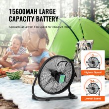 Ventilador inalámbrico VEVOR de 16 pulgadas, ventilador personal silencioso portátil para el hogar o la oficina, cabezal giratorio manual de 360 grados, regulación de velocidad continua, ventilador inalámbrico de alta velocidad, ventiladores de piso industriales de metal resistentes