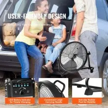 Ventilador inalámbrico VEVOR de 16 pulgadas, ventilador personal silencioso portátil para el hogar o la oficina, cabezal giratorio manual de 360 grados, regulación de velocidad continua, ventilador inalámbrico de alta velocidad, ventiladores de piso industriales de metal resistentes