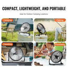 Ventilador inalámbrico VEVOR de 16 pulgadas, ventilador personal silencioso portátil para el hogar o la oficina, cabezal giratorio manual de 360 grados, regulación de velocidad continua, ventilador inalámbrico de alta velocidad, ventiladores de piso industriales de metal resistentes