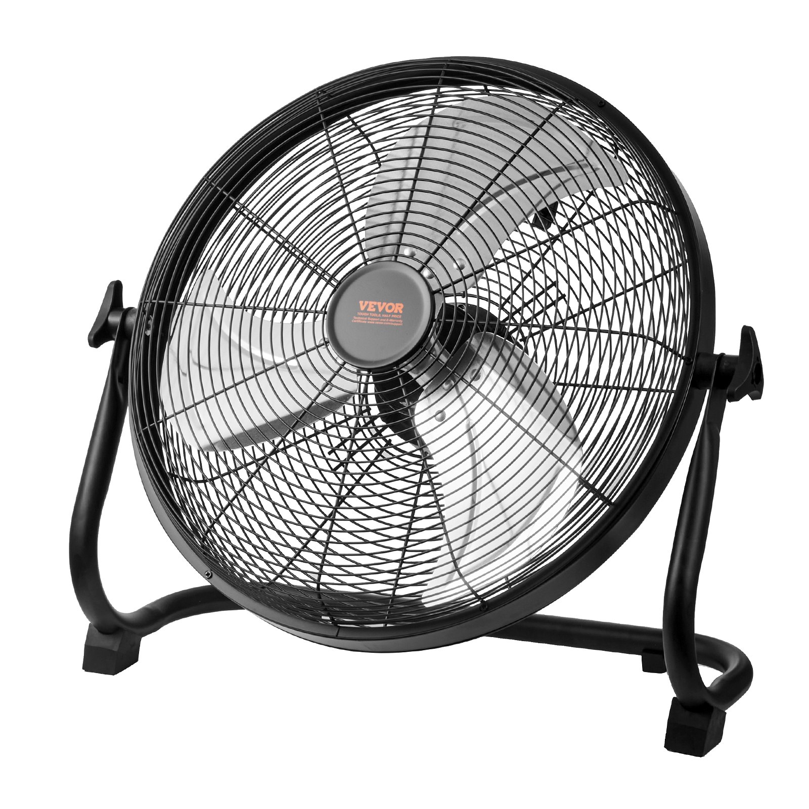 Ventilador inalámbrico VEVOR de 40 cm, portátil y silencioso, para el hogar o la oficina, cabezal giratorio manual de 360 grados, regulación de velocidad continua, ventilador de piso industrial de metal resistente.