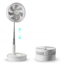 VEVOR Ventilador de pie oscilante plegable de 8 pulgadas con control remoto, ventilador silencioso de escritorio portátil ajustable de 4 velocidades, ventilador pequeño USB recargable de 7200 mAh, ventilador de piso giratorio plegable para dormitorio, oficina, viajes