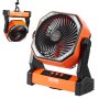 Ventilador portátil VEVOR recargable de 8 pulgadas, con batería y linterna LED, 4 velocidades ajustables, pequeño ventilador de mesa personal, USB, funciona con batería para viajes, dormitorio, casa, camping, oficina.