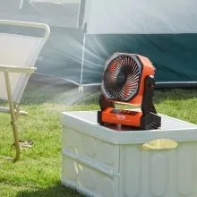 VEVOR Ventilador portátil recargable de 8 pulgadas, ventilador con batería con linterna LED, ventilador de mesa pequeño portátil ajustable de 4 velocidades, ventiladores con batería USB para viajes, dormitorio, hogar, camping, oficina