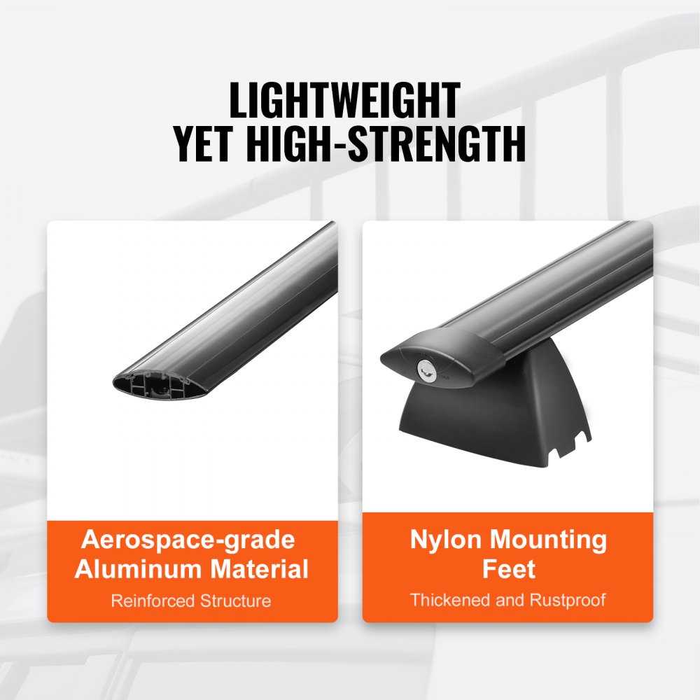 Barras transversales para portaequipajes de techo VEVOR livianas con pies de montaje de nailon y aluminio de grado aeroespacial.
