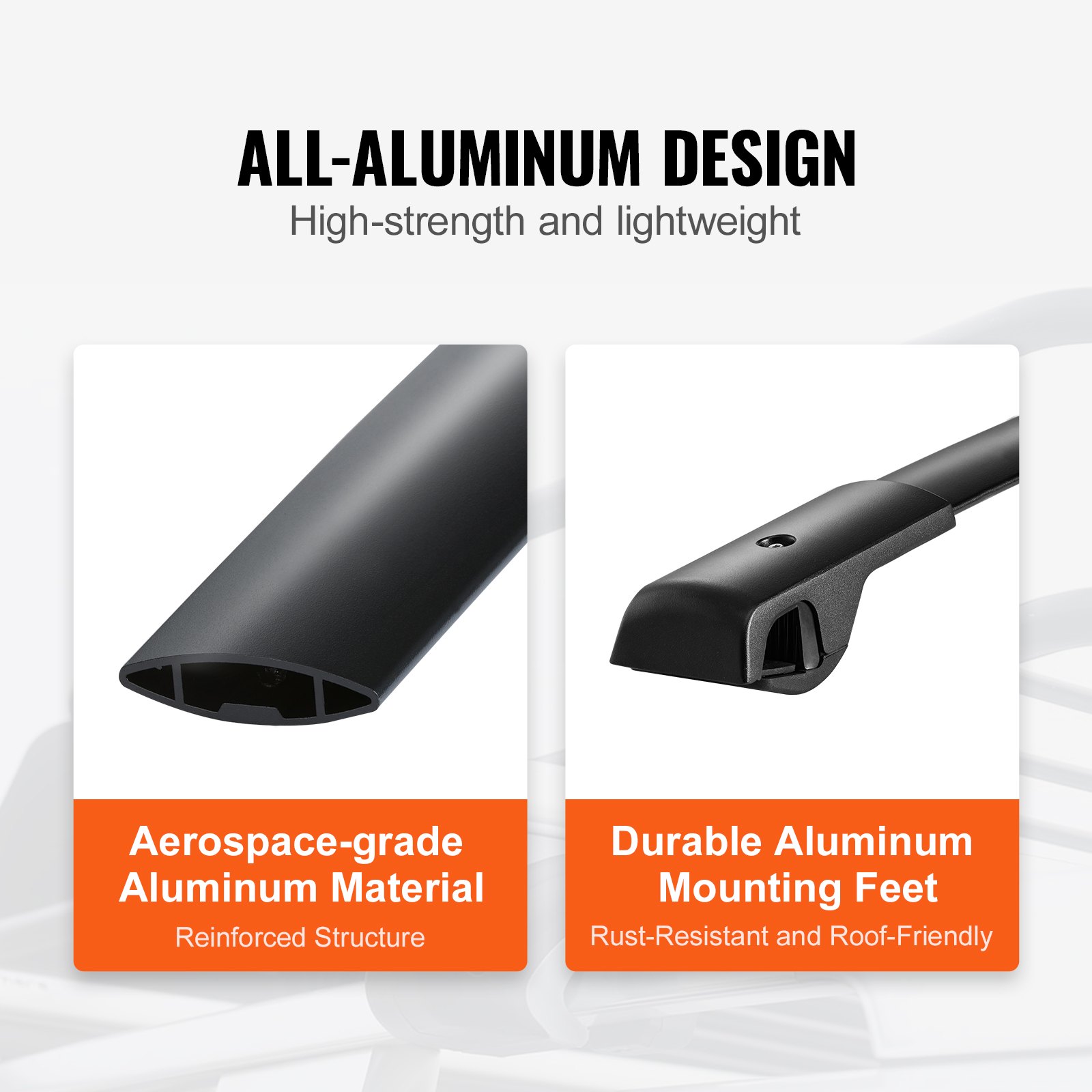 Barras transversales para portaequipajes VEVOR totalmente de aluminio con material de grado aeroespacial y pies de montaje duraderos.