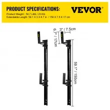 Soporte de escalera para remolque VEVOR, apto para pared lateral exterior de remolque cerrado, soporte de escalera de montaje lateral de acero ajustable de 2 barras con capacidad de 441 libras, transporte de 1 o 2 escaleras, negro