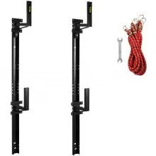 Soporte de escalera para remolque VEVOR, apto para pared lateral exterior de remolque cerrado, soporte de escalera de montaje lateral de acero ajustable de 2 barras con capacidad de 441 libras, transporte de 1 o 2 escaleras, negro