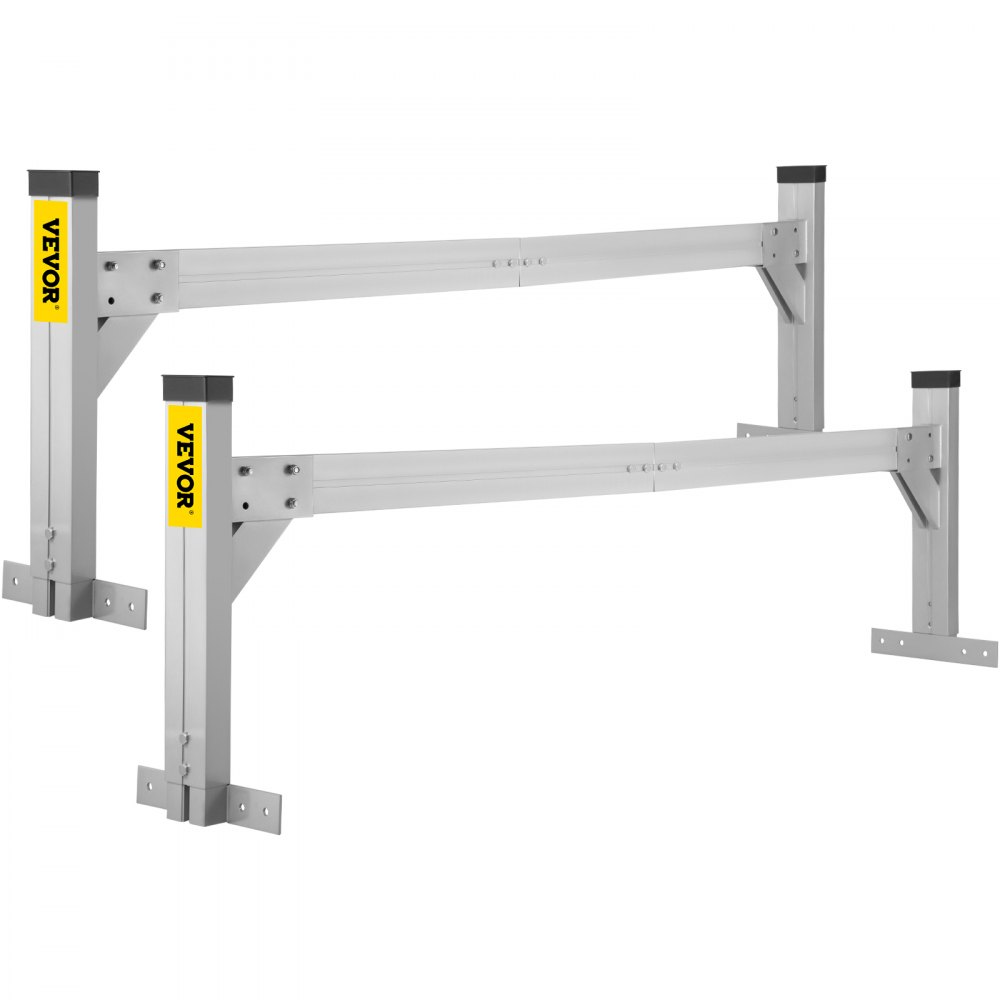 VEVOR Portaescaleras universal para techo, apto para furgonetas de 6,2 a 8,3 pies de ancho, portaescaleras de aluminio ajustable de 2 barras con capacidad de 330 lb, para furgonetas de carga, camiones o camionetas, color plateado
