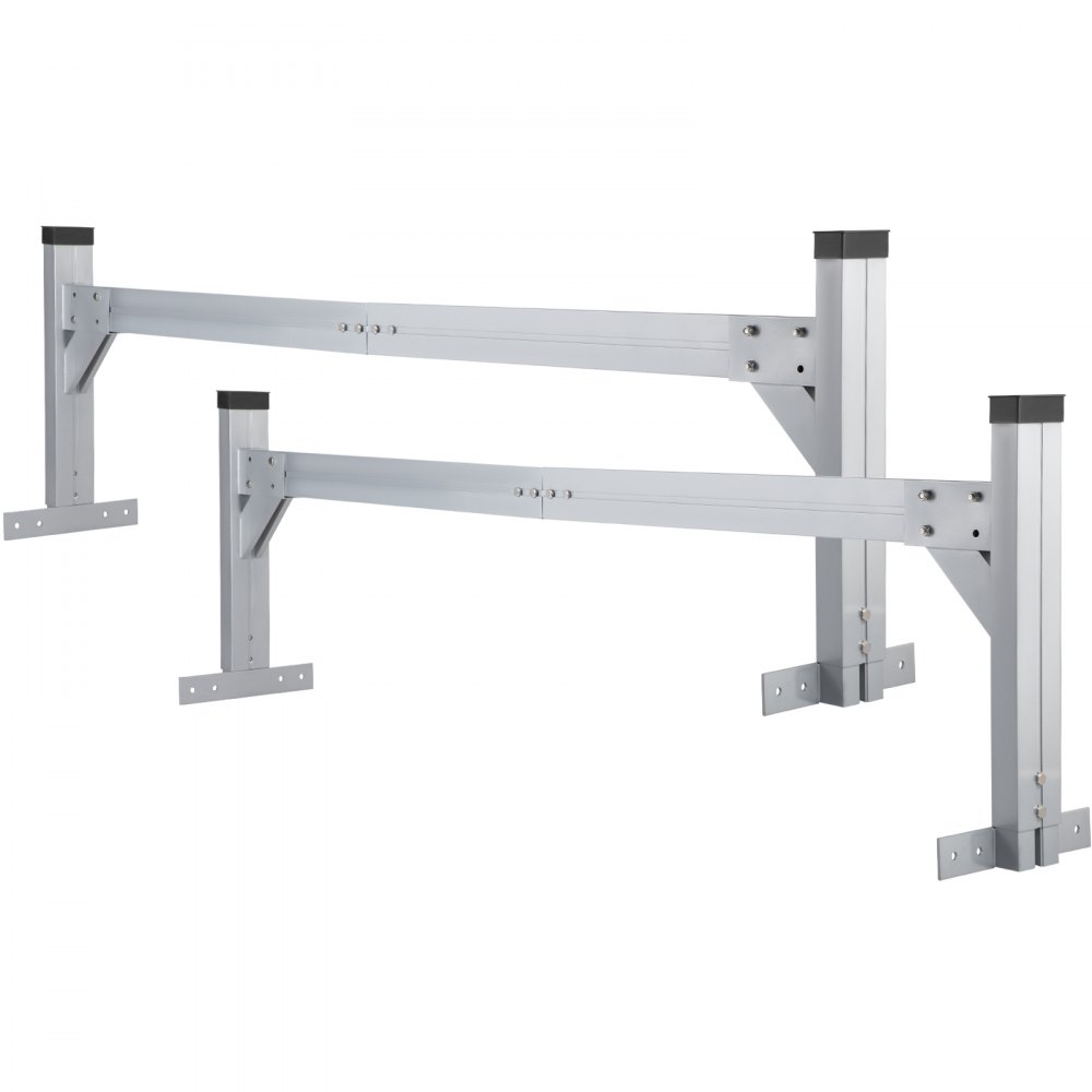 VEVOR Portaescaleras universal para techo, apto para furgonetas de 6,2 a 8,3 pies de ancho, portaescaleras de aluminio ajustable de 2 barras con capacidad de 330 lb, para furgonetas de carga, camiones o camionetas, color plateado