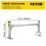 VEVOR Portaescaleras universal para techo, apto para furgonetas de 6,2 a 8,3 pies de ancho, portaescaleras de aluminio ajustable de 2 barras con capacidad de 330 lb, para furgonetas de carga, camiones o camionetas, color plateado