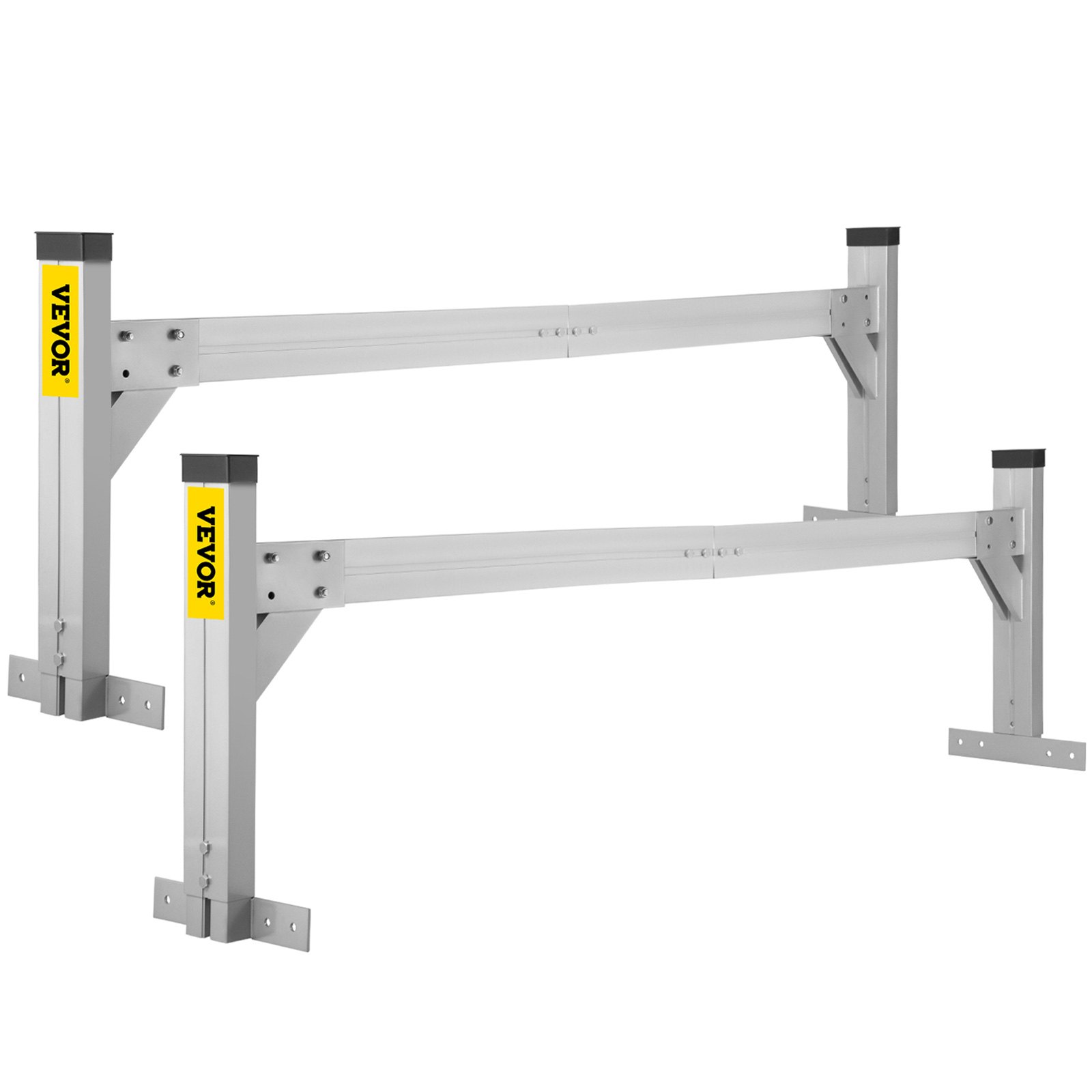 Portaescaleras de techo universal VEVOR, apto para furgonetas de 6.2'-8.3' de ancho, portaescaleras de remolque de aluminio ajustable de 2 barras con capacidad de 330 libras, para furgonetas de carga, camiones o camionetas, plateado